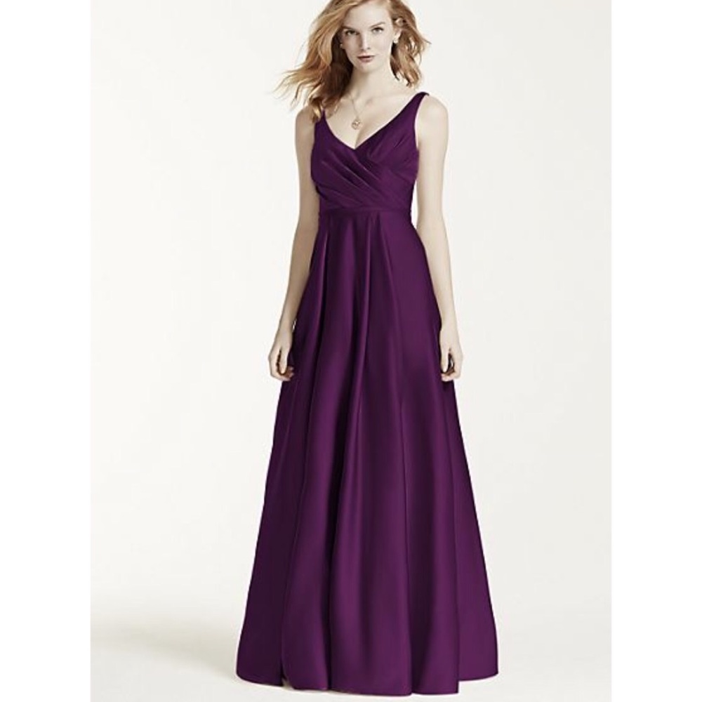 SATIN TANK BALL GOWN BRIDESMAID DRESS WITH POCKETS